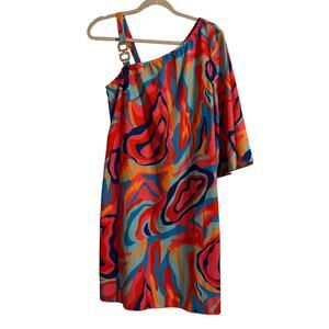 Shein One-Shoulder Abstract Print Dress – Size L  – NWOT